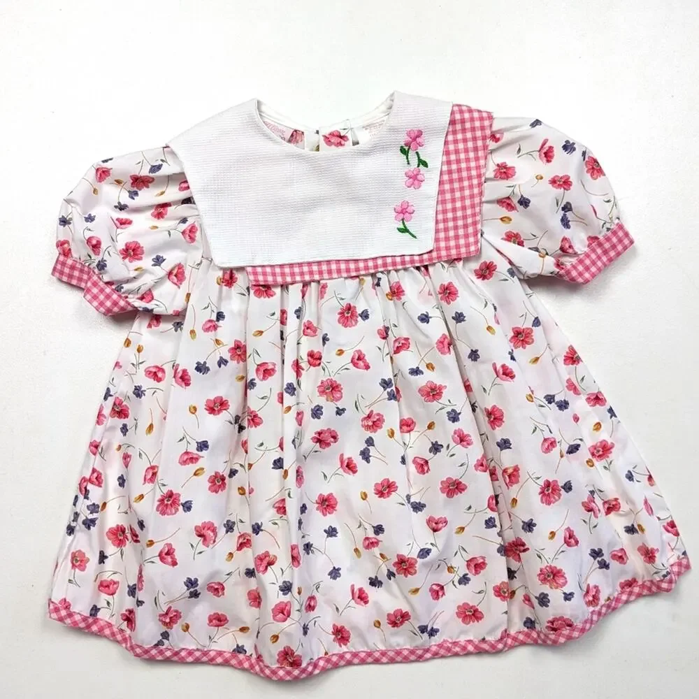 Vintage Allison Ann Dress Girls Size 18m Pink Floral Spring